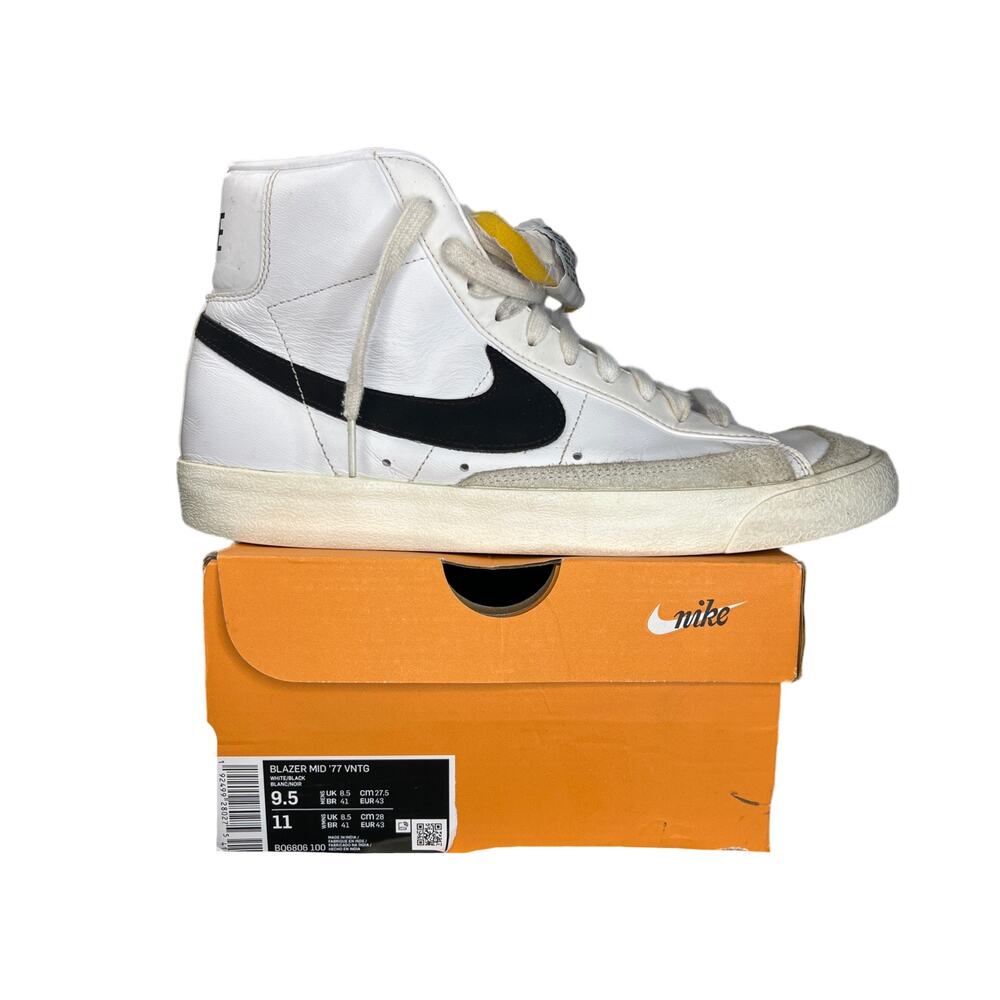 Nike Blazer Mid ’77 Vintage White Black High Top Sneakers Men’s 9.5 BQ6806